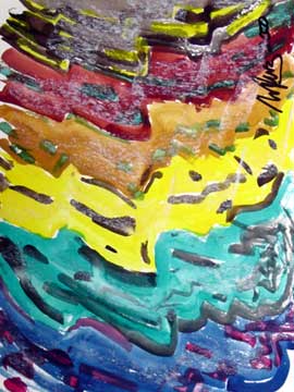 Aquarell auf Papier, Kreide