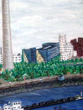 Bildausschnitt Landtag, mit Funkturm und o'Gerhy Bauten im Dü-Hafen