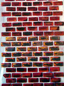 Mauerwerk 3d, Collage mit Holz, '01, 80x40